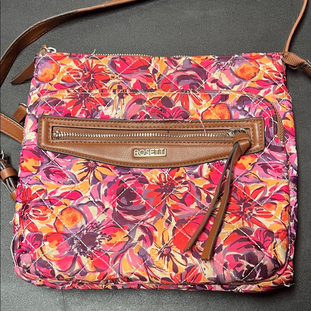 Rosetti Vibrant Floral Crossbody Bag - Pink and Orange